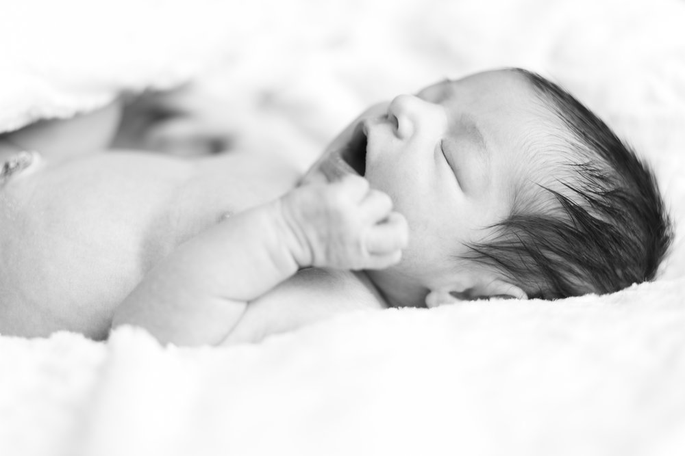  Newborn photography, baby milestones, newborn yawn, black and white photo 