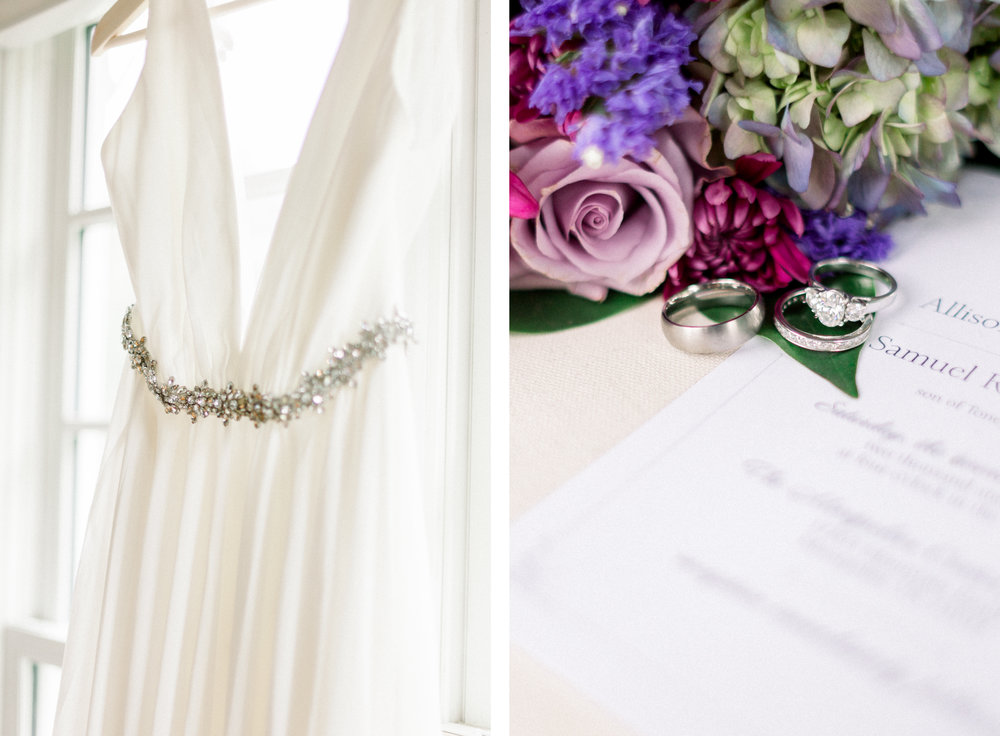 wedding gown detail, moissanite ring